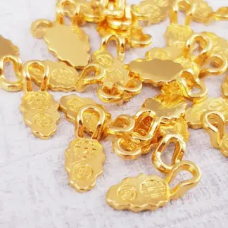 Gold Glue On Earring Bails: DIY Jewelry Pendant Findings (50 pc, 13.5mm x 6mm )