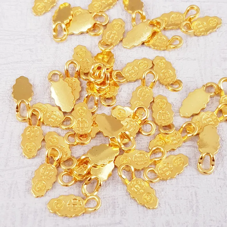 Gold Glue On Earring Bails: DIY Jewelry Pendant Findings (50 pc, 13.5mm x 6mm ) - Image 3