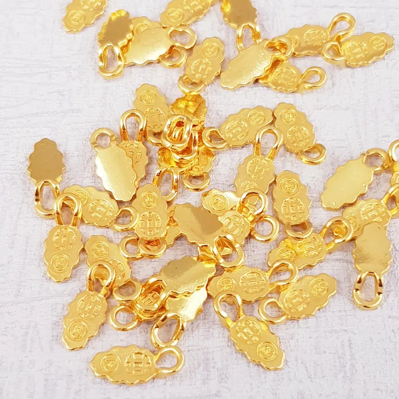 Gold Glue On Earring Bails: DIY Jewelry Pendant Findings (50 pc, 13.5mm x 6mm ) - Image 4